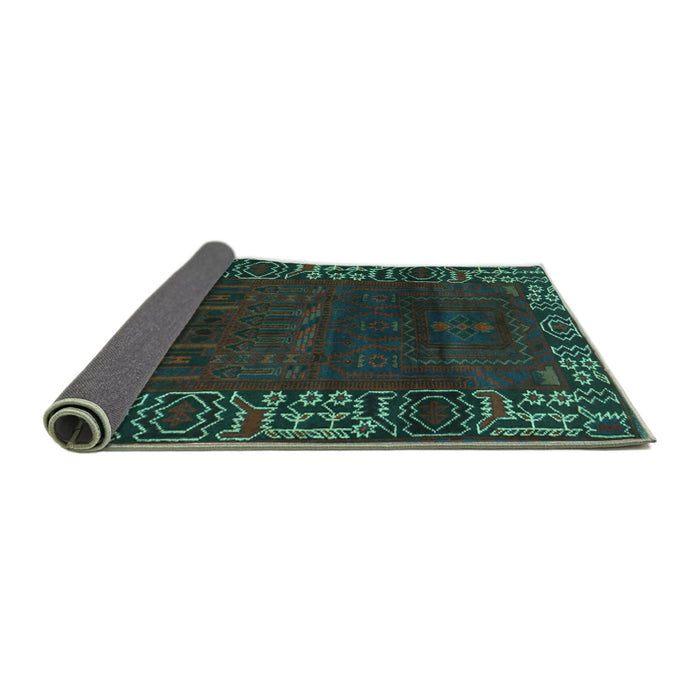 Sideview of Persian Turquoise Traditional Rug, tr1483turq