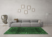 Machine Washable Persian Emerald Green Traditional Area Rugs in a Living Room,, wshtr1483emgrn