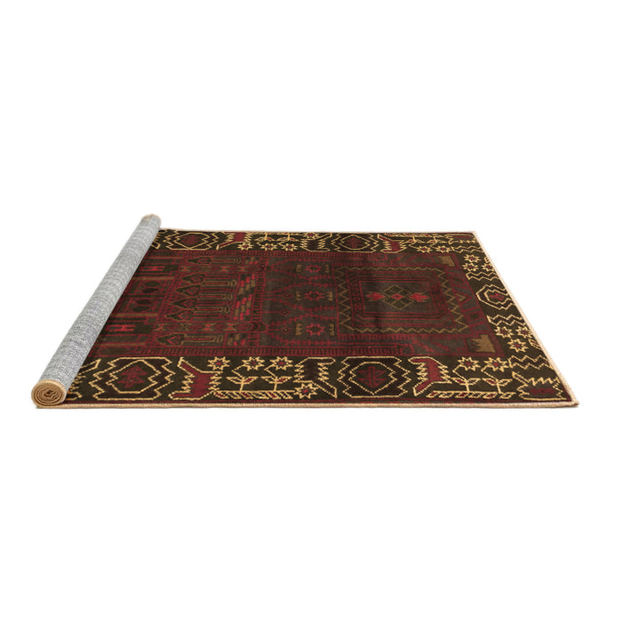 Sideview of Machine Washable Persian Brown Traditional Rug, wshtr1483brn
