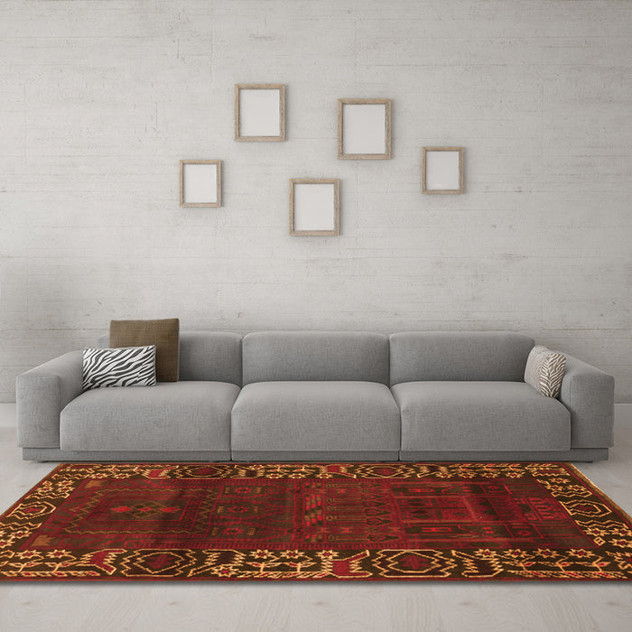 Machine Washable Persian Orange Traditional Area Rugs in a Living Room, wshtr1483org