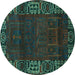 Round Machine Washable Persian Turquoise Traditional Area Rugs, wshtr1483turq