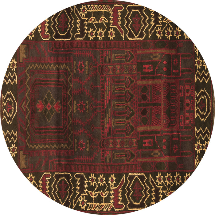 Round Persian Brown Traditional Rug, tr1483brn