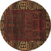 Round Persian Brown Traditional Rug, tr1483brn