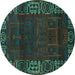 Round Persian Turquoise Traditional Rug, tr1483turq
