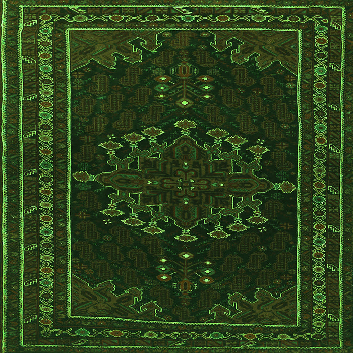 Round Machine Washable Persian Green Traditional Area Rugs, wshtr1484grn