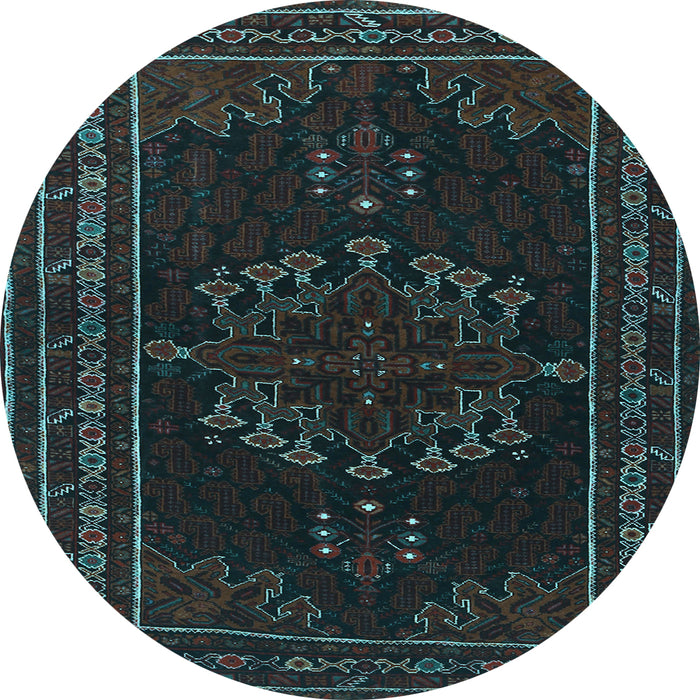 Round Machine Washable Persian Light Blue Traditional Rug, wshtr1484lblu