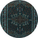 Round Machine Washable Persian Light Blue Traditional Rug, wshtr1484lblu