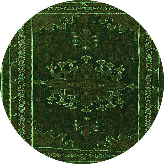 Square Persian Green Traditional Rug, tr1484grn