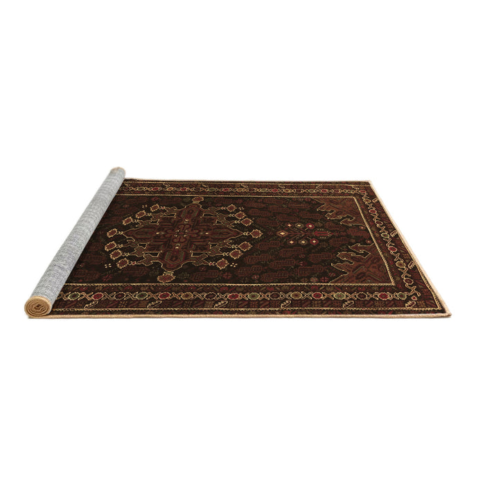 Sideview of Machine Washable Persian Brown Traditional Rug, wshtr1484brn