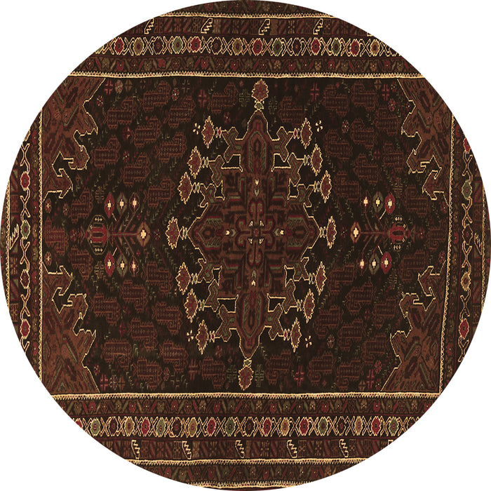 Round Persian Brown Traditional Rug, tr1484brn