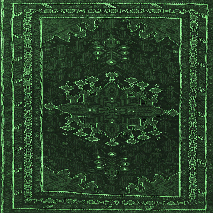 Square Persian Emerald Green Traditional Rug, tr1484emgrn