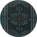 Round Persian Light Blue Traditional Rug, tr1484lblu