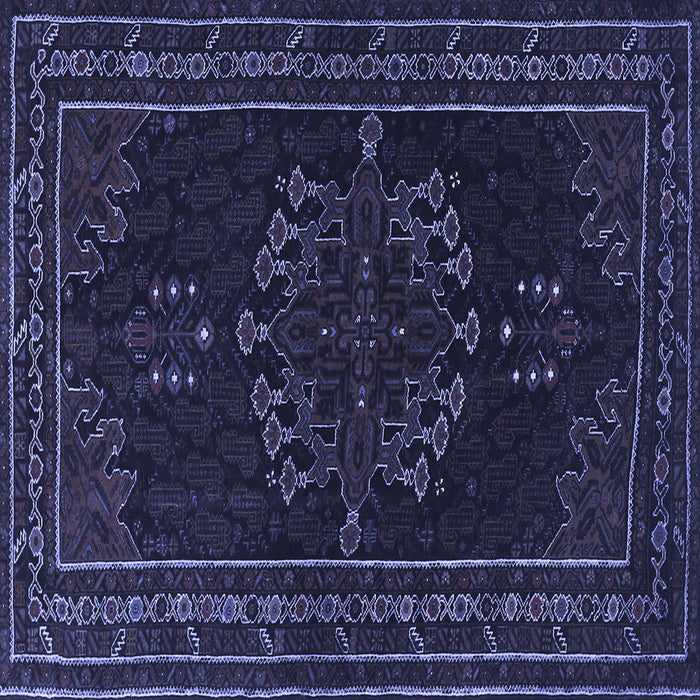 Square Machine Washable Persian Blue Traditional Rug, wshtr1484blu