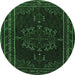 Round Persian Emerald Green Traditional Rug, tr1484emgrn