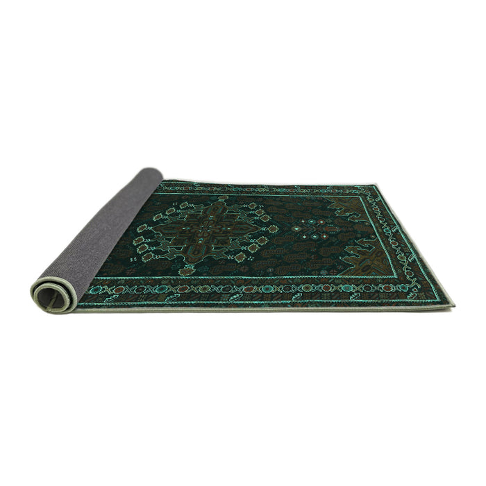 Sideview of Persian Turquoise Traditional Rug, tr1484turq