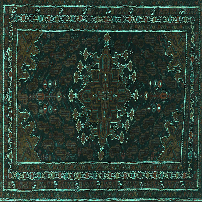 Square Persian Turquoise Traditional Rug, tr1484turq