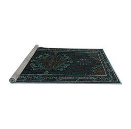 Sideview of Machine Washable Persian Light Blue Traditional Rug, wshtr1484lblu