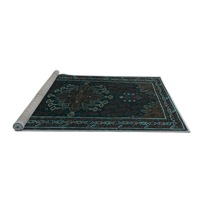 Sideview of Machine Washable Persian Light Blue Traditional Rug, wshtr1484lblu