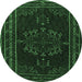 Round Machine Washable Persian Emerald Green Traditional Area Rugs, wshtr1484emgrn