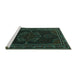 Sideview of Machine Washable Persian Turquoise Traditional Area Rugs, wshtr1484turq