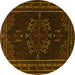 Round Persian Yellow Traditional Rug, tr1484yw