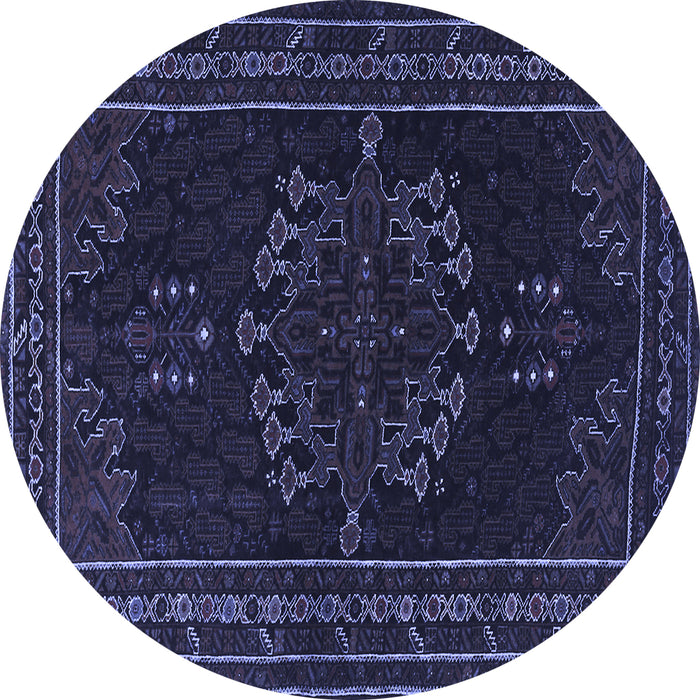 Round Persian Blue Traditional Rug, tr1484blu