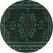 Round Persian Turquoise Traditional Rug, tr1484turq