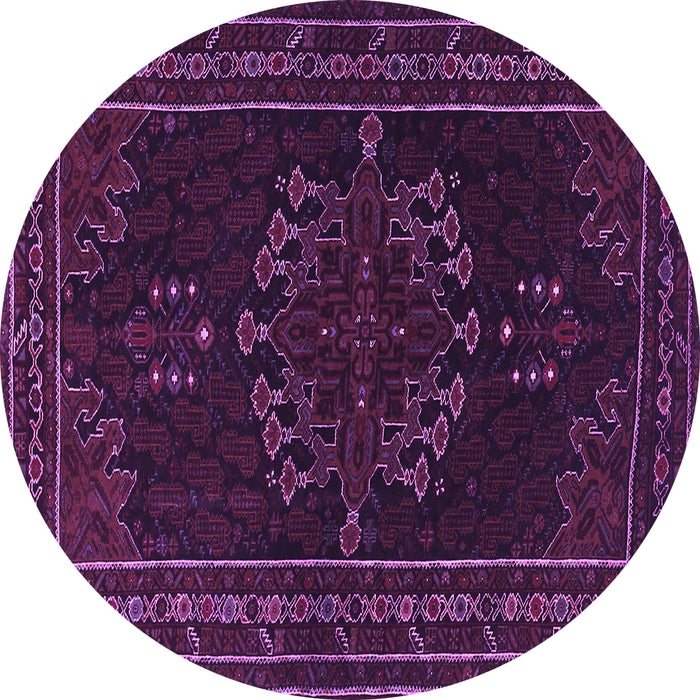 Round Machine Washable Persian Purple Traditional Area Rugs, wshtr1484pur
