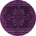 Round Machine Washable Persian Purple Traditional Area Rugs, wshtr1484pur