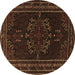 Round Machine Washable Persian Brown Traditional Rug, wshtr1484brn