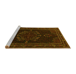 Sideview of Machine Washable Persian Yellow Traditional Rug, wshtr1484yw