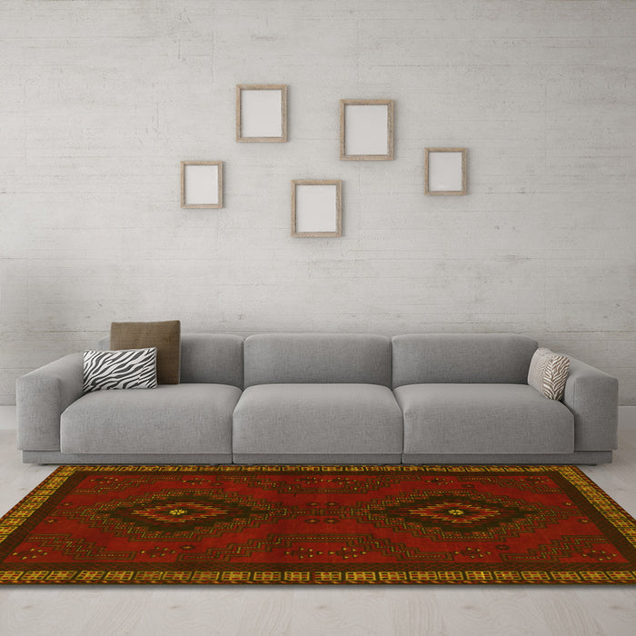 Machine Washable Persian Yellow Traditional Rug in a Living Room, wshtr1485yw