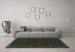 Machine Washable Persian Turquoise Traditional Area Rugs in a Living Room,, wshtr1485turq