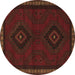 Round Persian Brown Traditional Rug, tr1485brn