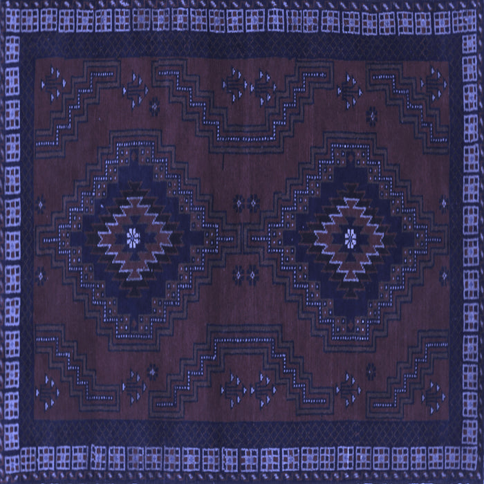 Square Machine Washable Persian Blue Traditional Rug, wshtr1485blu