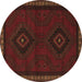 Round Machine Washable Persian Brown Traditional Rug, wshtr1485brn