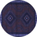 Round Persian Blue Traditional Rug, tr1485blu