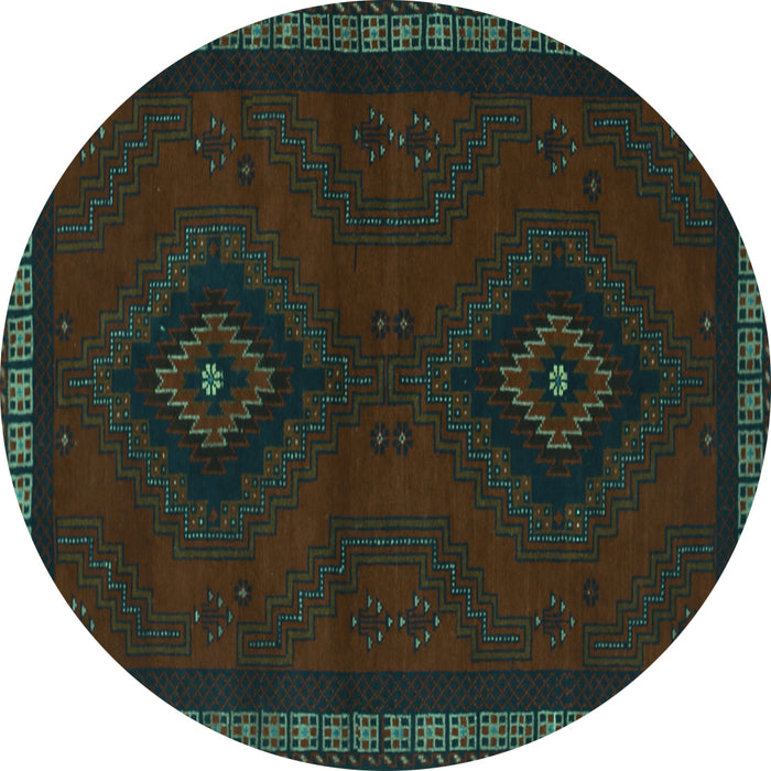 Round Persian Turquoise Traditional Rug, tr1485turq
