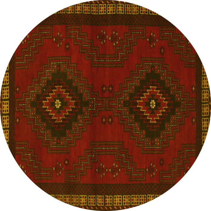 Round Persian Yellow Traditional Rug, tr1485yw