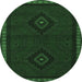 Round Persian Emerald Green Traditional Rug, tr1485emgrn