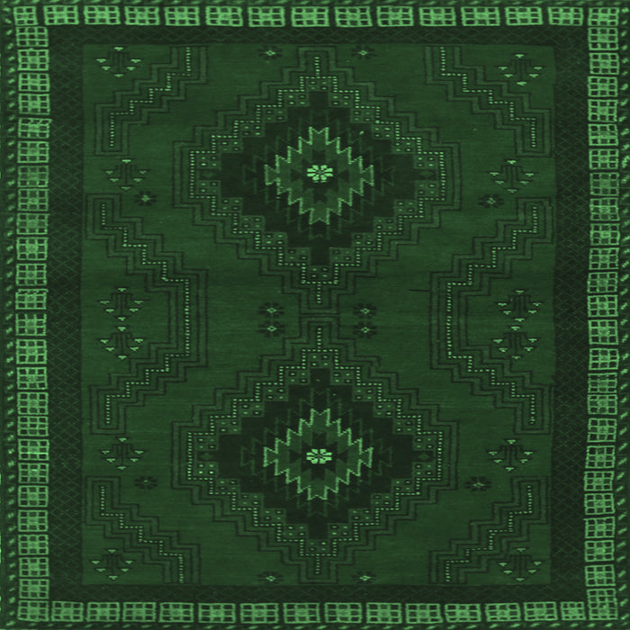 Square Machine Washable Persian Emerald Green Traditional Area Rugs, wshtr1485emgrn