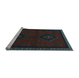 Sideview of Machine Washable Persian Light Blue Traditional Rug, wshtr1485lblu
