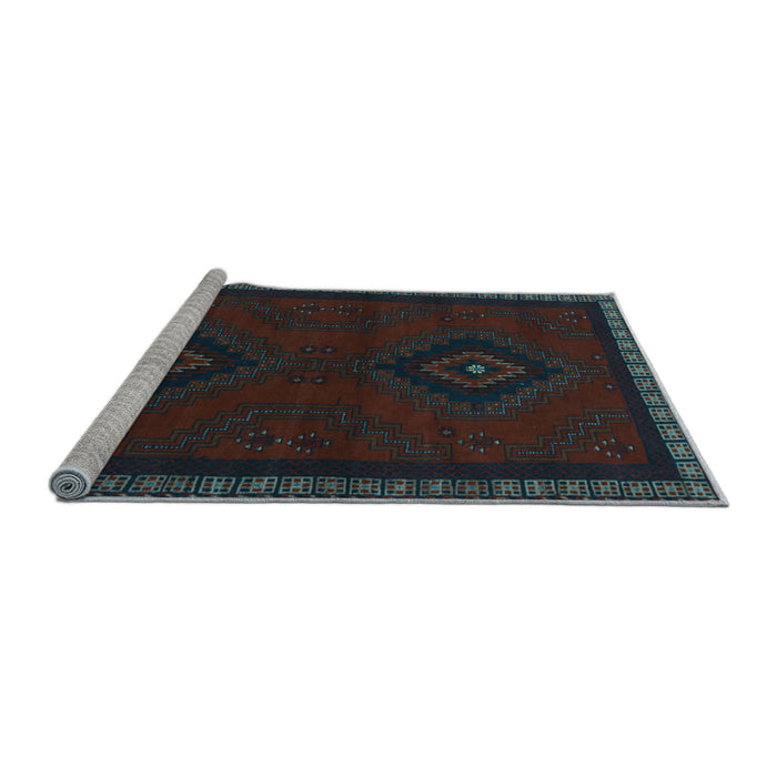Sideview of Machine Washable Persian Light Blue Traditional Rug, wshtr1485lblu