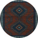 Round Persian Light Blue Traditional Rug, tr1485lblu