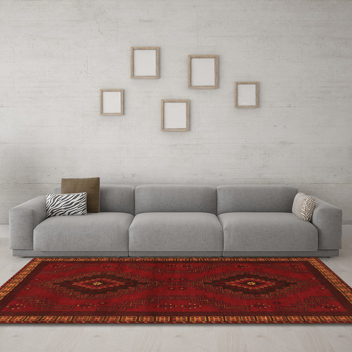 Machine Washable Persian Orange Traditional Area Rugs in a Living Room, wshtr1485org