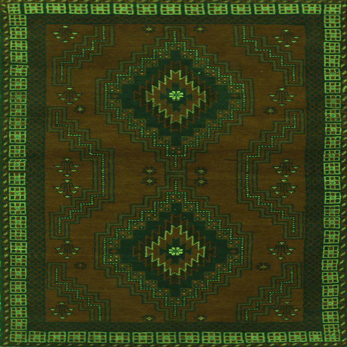 Round Machine Washable Persian Green Traditional Area Rugs, wshtr1485grn