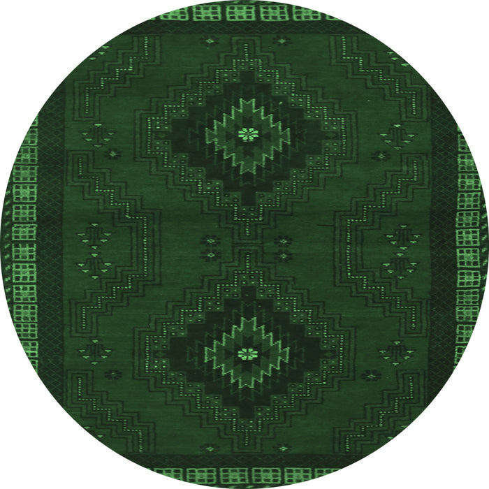 Round Machine Washable Persian Emerald Green Traditional Area Rugs, wshtr1485emgrn