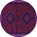 Round Machine Washable Persian Purple Traditional Area Rugs, wshtr1485pur