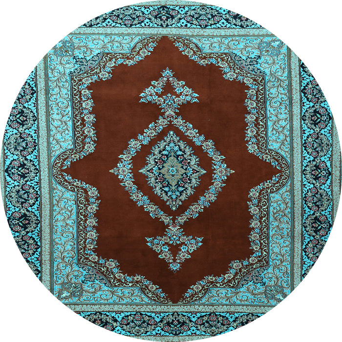 Round Persian Light Blue Traditional Rug, tr1486lblu