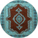 Round Persian Light Blue Traditional Rug, tr1486lblu
